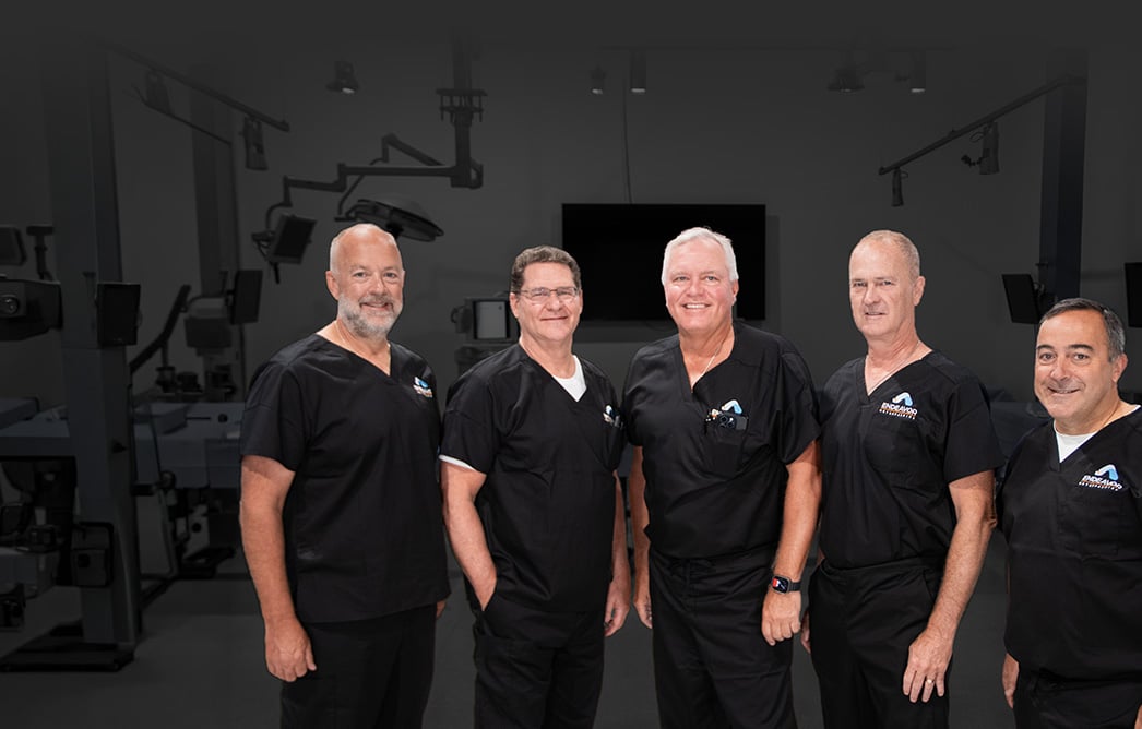 Five members of the Endeavor Orthopaedics team in branded scrubs, standing together