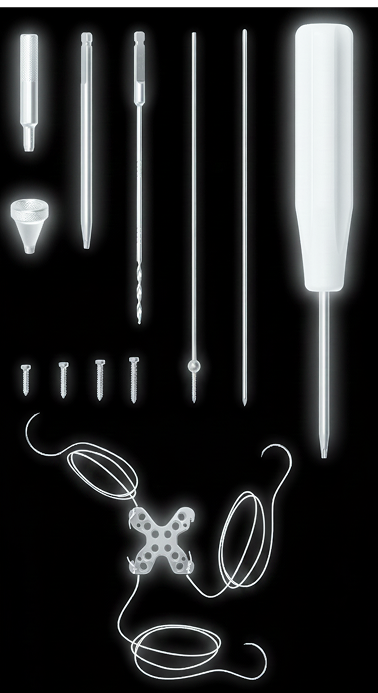 Numbered diagram of the ten components in The Summit™ Patella Plating System kit, described in the list beside it